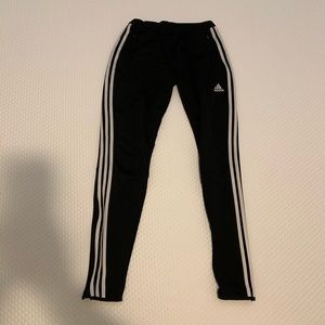 Black and white adidas joggers